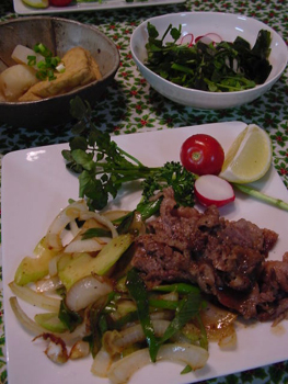 料理,クレソンサラダ,焼き肉